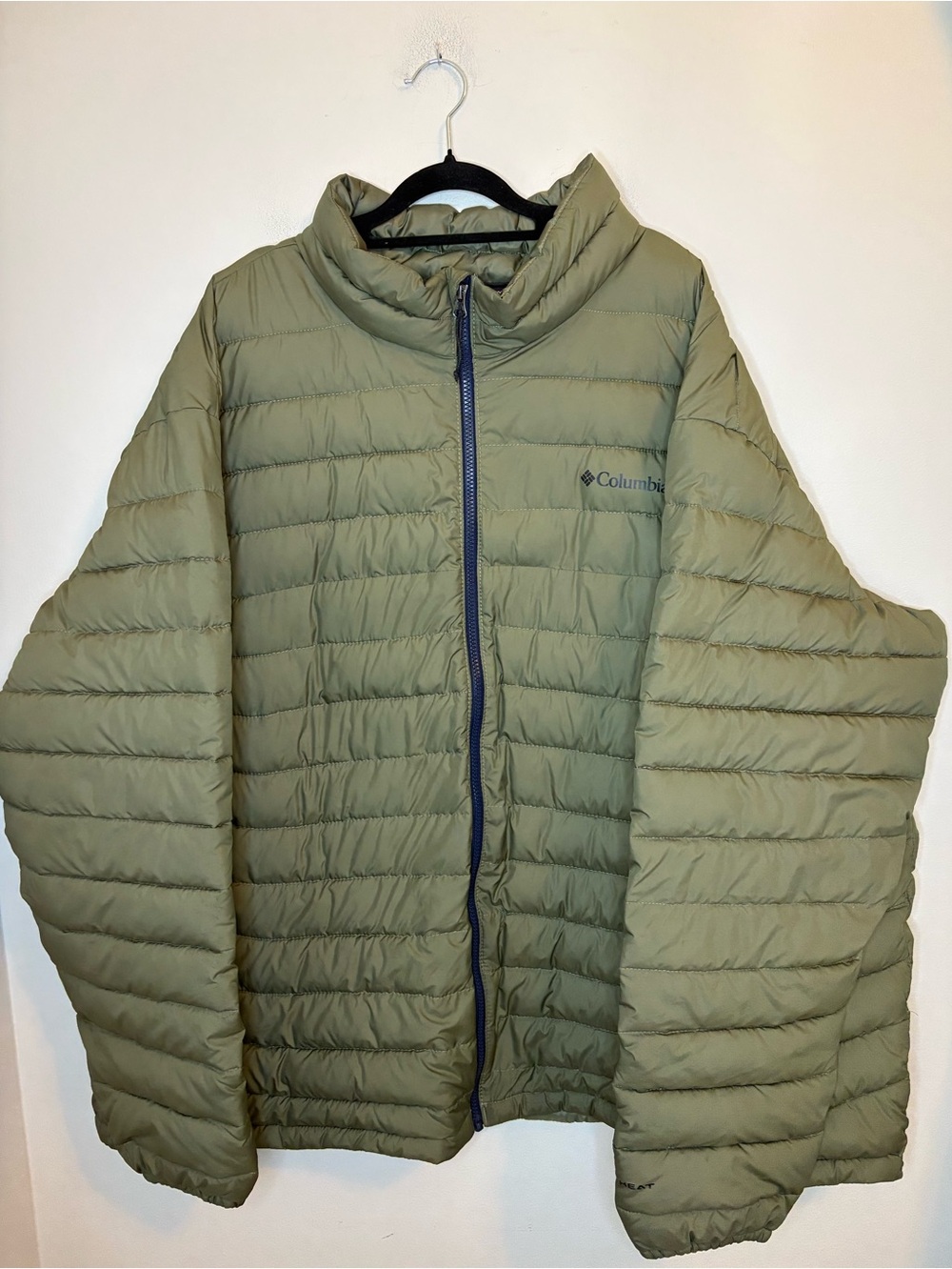 Columbia Powder Lite Omni Heat Jacket Men 4X Green Insulated Puffer Outdoor